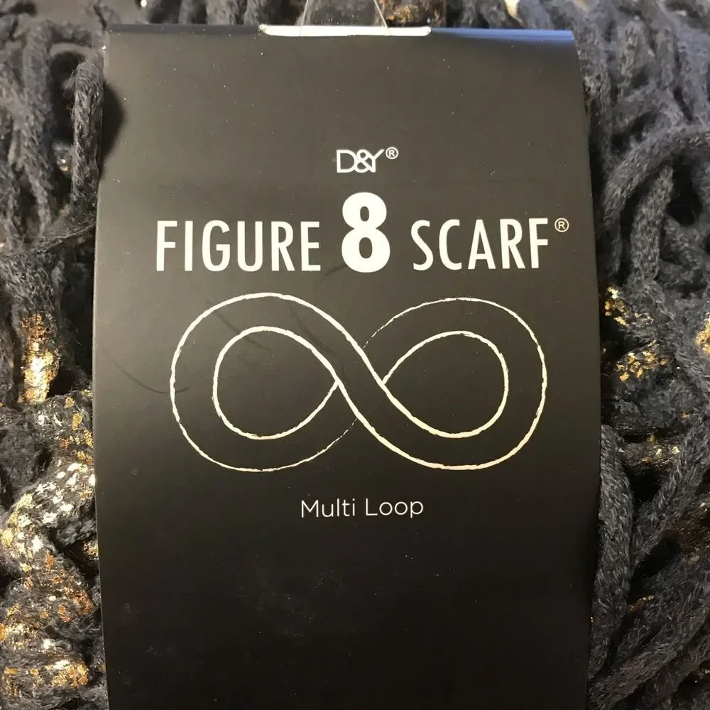 D&Y Gray & Gold Fringed Infinity Scarf